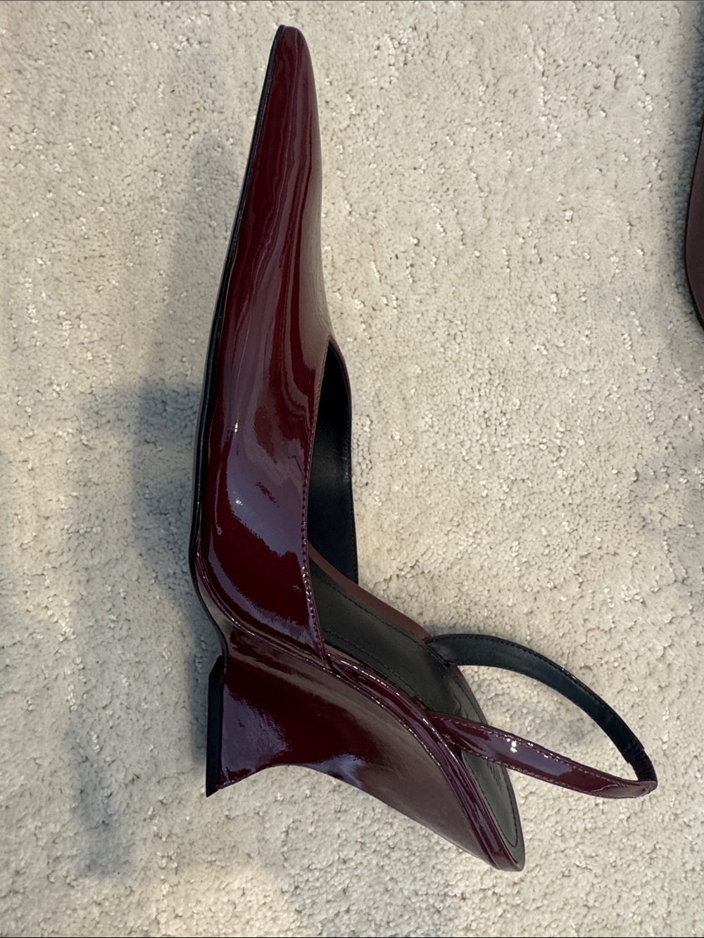 Schutz Women's Burgundy Patent Pointed-Toe Slingback Heels 10 new - Picture 6 of 6